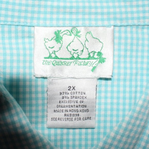 VTG Womens Sz 2X Quacker Factory Blue Gingham Embroidered Floral Daisies Jacket - Picture 9 of 10